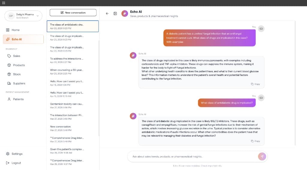 Echo AI in a conversation about a medicine.